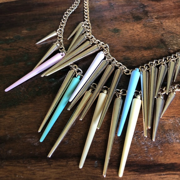 Gold and Multi Colored Necklace with Cones - Picture 4 of 4